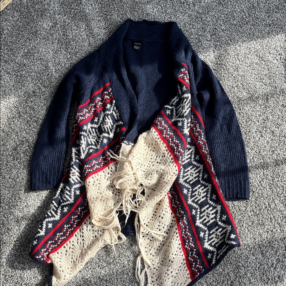 Rue21 Navy and Cream Women's Cardigan